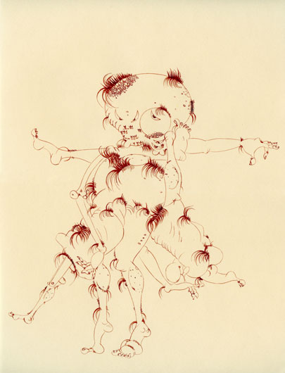 Beth 2, 2012, Tinte und Stickerei auf Papier, 32 x 24 cm