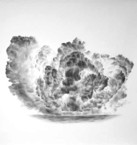 Eye Dust 7, 2008, grauer, glitzernder Lidschatten auf Papier, 160 x 150 cm