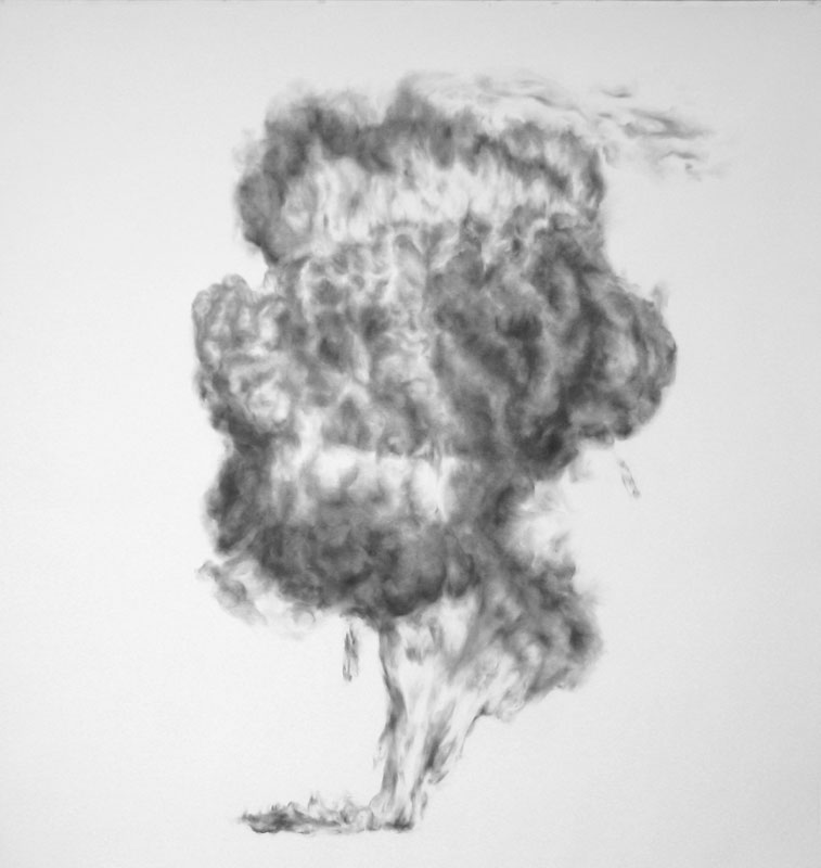 Eye Dust 8, 2008, grauer, glitzernder Lidschatten auf Papier, 160 x 150 cm